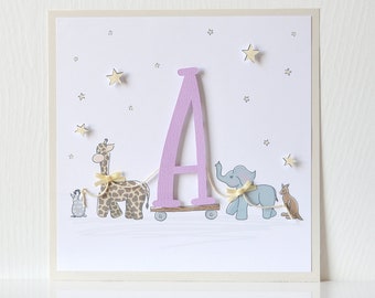 Monogram Animals Papercuts Wall Art: art print, baby decor, nursery art, baby name, kids room, baby shower gift, party decor - LRD002PC