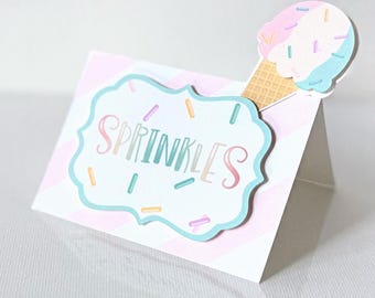 Ice Cream Cone Buffet Cards: Pastel Birthday Party Decor to label and organize your dessert spread or use as place cards