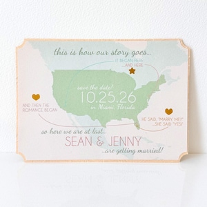Map of Love Save the Date Cards for Weddings