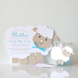 Faire-parts petit agneau : anniversaire, carte, faire-part de fête, baptême, communion, baptême, anniversaire de fille, fête de garçon, baby shower- LRD043P