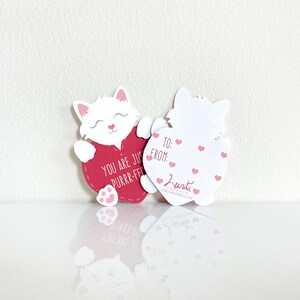 Mini Kitten Valentine's Card Set: cute cats heart cards, you are just perfect, purr-fect, white and red, sweet sayings, puns LRD003V image 2