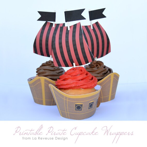 DIY Printable Pirate Cupcake Wrappers &amp; Toppers (Digital File ...