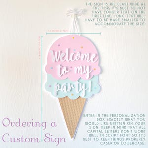 Ice Cream Cone Party Sign: Pastel Rainbow Birthday Decor image 2