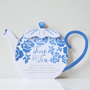 Floral Teapot Invitation: Tea Party, Baby Shower, Bridal Tea, Birthday