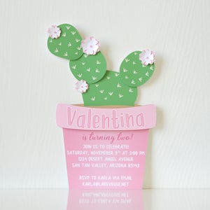 Invitaciones para fiesta de cactus encantadoras: tarjetas impresas en 3D con detalles personalizados