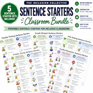Visuele zinsbeginners voor kinderen | Probleemoplossing, flexibel denken, hulp zoeken, groeimindset & conflictoplossing, sociale vaardigheden