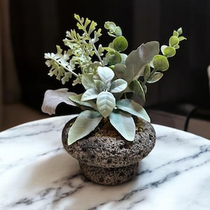 Artificial Green Succulent Plant Arrangement, Concrete Planter Arrangement, Artificial Green Planter