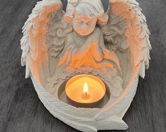 Concrete Angel Tealight Candle Holder