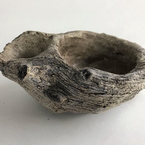 Maceta de hormigón con madera flotante para suculentas: imitación madera beige, dos agujeros