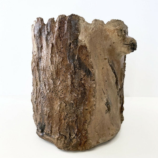 Concrete Peeled Bark Planter, Peeled Bark Planter, Unique Tree Bark Planter, Tree Planter