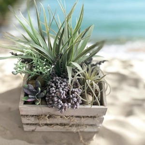 Faux Succulent Crate Planter, Faux Succulent Arrangement, Artificial Succulent Arrangement