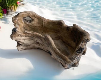 Faux Driftwood Concrete Planter Pot: Curved Succulent Planter