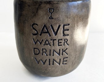 Concrete Wine Themed Planter Pot, Wine Planter Pot, Concrete Pot, Concrete Wine Themed Pot