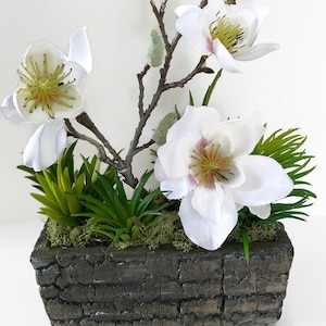White Artificial Silk Flower Arrangement, Silk Flower Arrangement