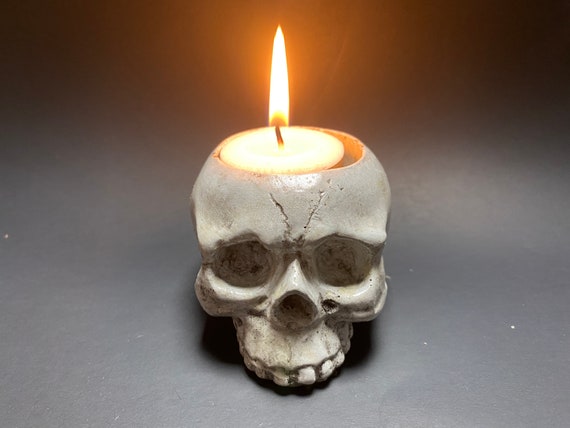 Skull Tea Light Candle Holder Concrete Skull Tea Light Candle