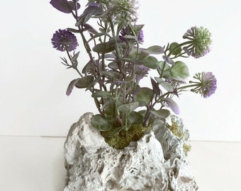 Purple Coral Arrangement, Concrete Purple Coral Planter, Artificial Purple Succulent Coral Arrangement