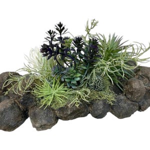 Faux Rock Succulent Arrangement, Concrete Faux Rock Floral Arrangement