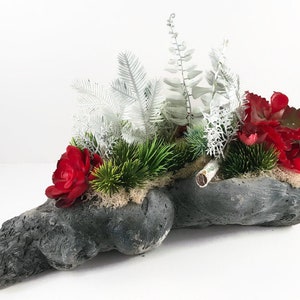 Winter Arrangement, Winter Planter, Faux Succulent Winter Centerpiece, Unique Winter Planter, Winter Decor