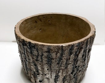 Large Concrete Tree Bark Planter, Tree Bark Flower Planter, Tree Bark Flowerpot, Faux Wood Flowerpot, Tree Themed Planter