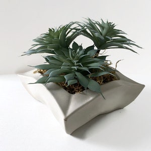 Artificial Succulent Concrete Wave Planter Arrangement