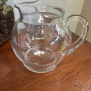 Atomic Star small Glass Pitcher, Midcentury, MCM, Starburst