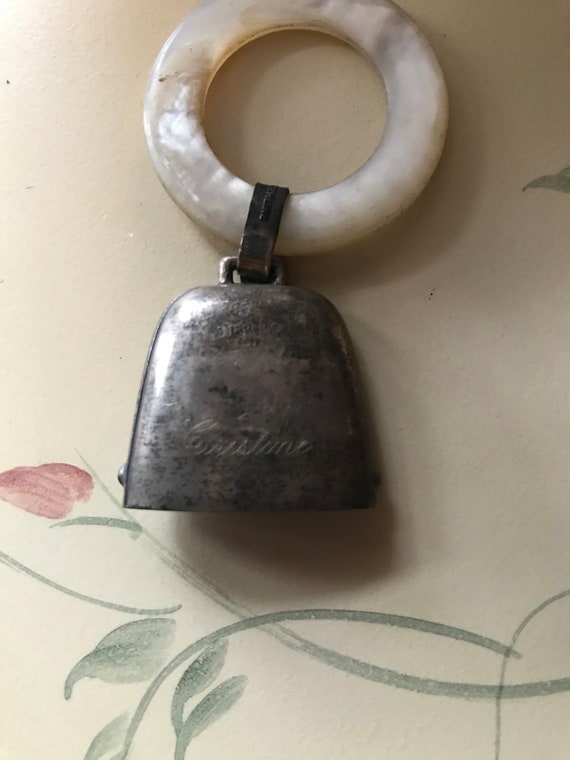 Vintage Webster Sterling silver bell baby rattle … - image 4