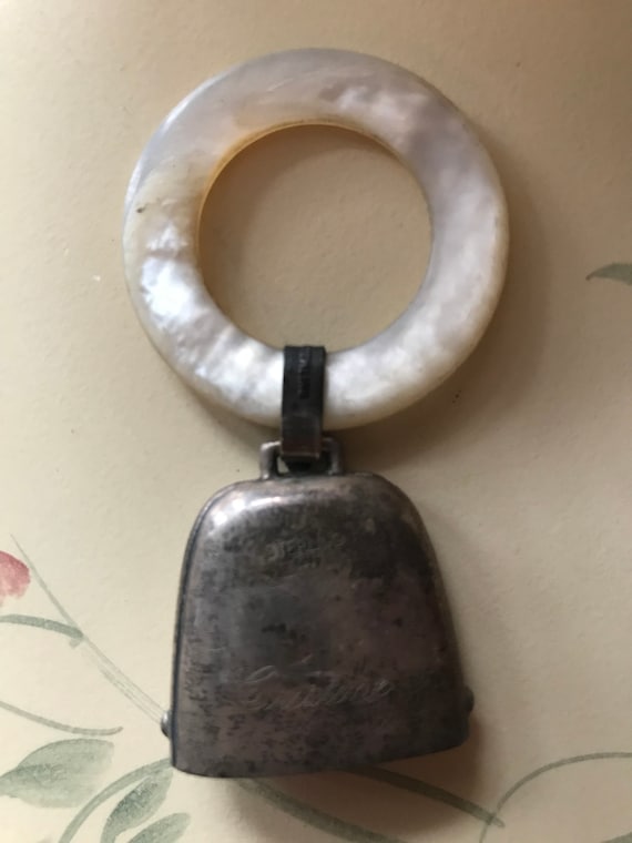 Vintage Webster Sterling silver bell baby rattle … - image 5