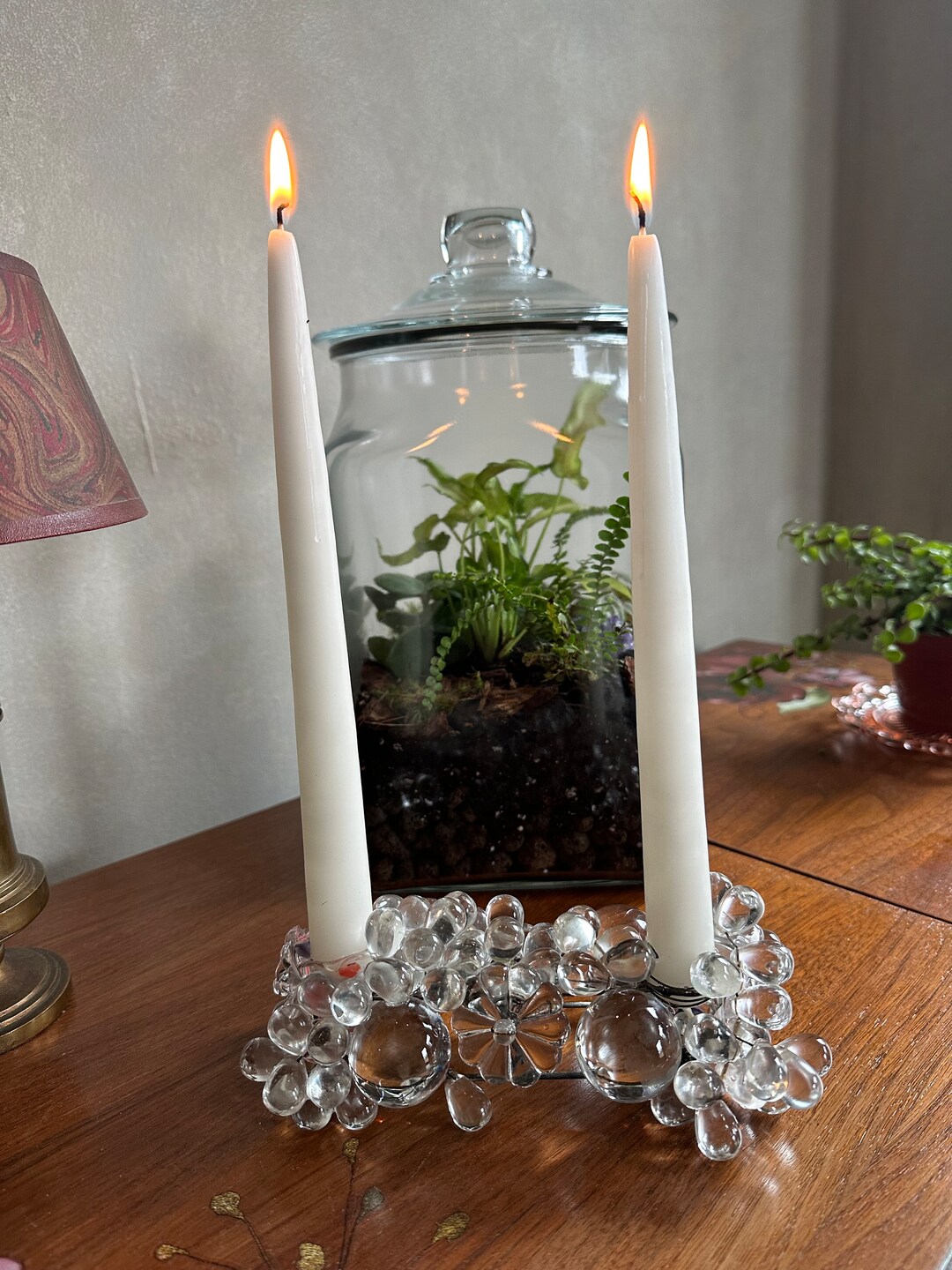 Vintage Glass Candle Bubble Candle Holder, Candelabra Etsy