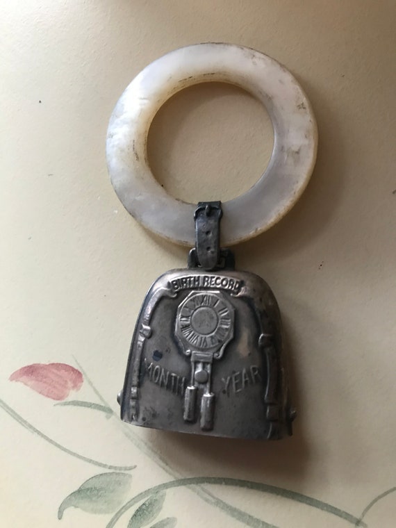 Vintage Webster Sterling silver bell baby rattle … - image 1