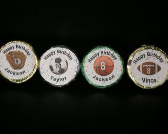 100 Personalized Sports /Baseball/ Basketball/ Football/Soccer/ Any Sport Kiss Candy/Mini Bubbles Labels/ Stickers**(-: Peel & Stick