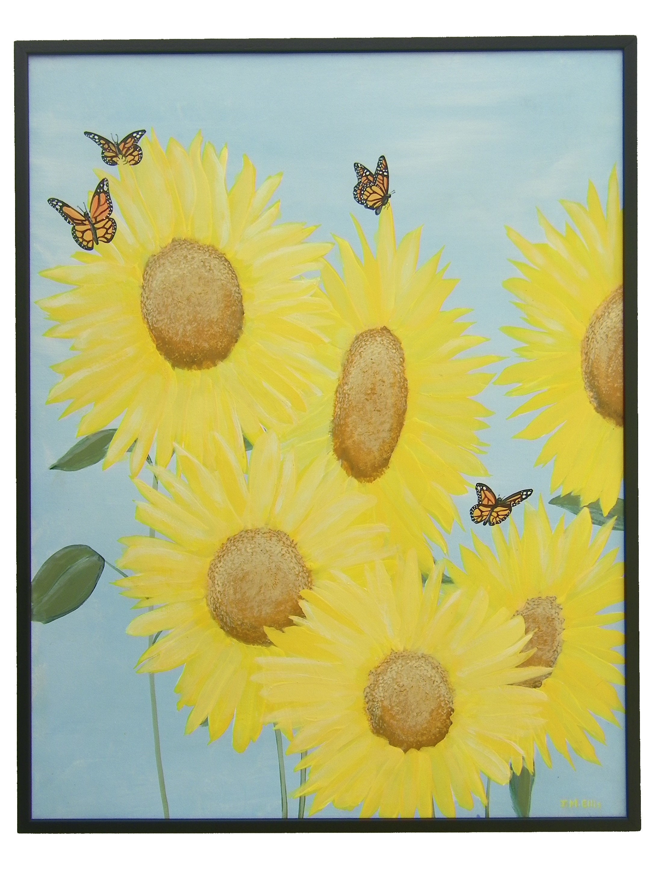 Sunflowers and Butterflies Original Art Etsy