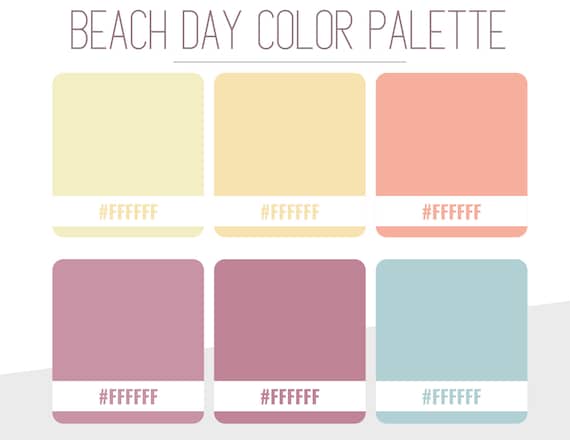 Beach Day Color Palette Hex Code Beach Day Brand Hex Codes Pink Blue Style  Guide Brand Color Palette Digital Download 