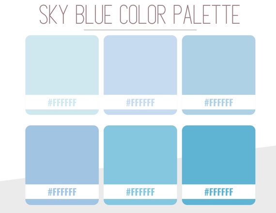 Sky Blue Color Palette Hex Code Sky Blue Brand Hex Codes Light Blue Style  Guide Brand Color Palette Digital Download 