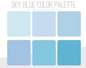 Sky Blue Color Palette Hex Code | Sky Blue Brand Hex Codes | Light Blue Style Guide | Brand Color Palette | Digital Download