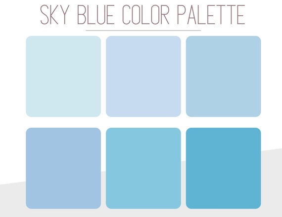 Sky Blue Color Palette Hex Code Sky Blue Brand Hex Codes Light Blue Style  Guide Brand Color Palette Digital Download 