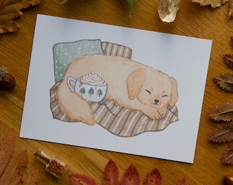 Snuggle Dog - Mini Print - Card