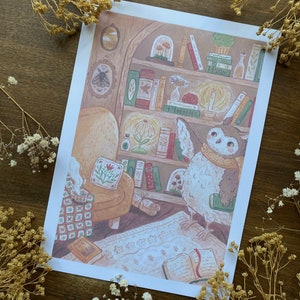 Die Bibliotheks-Eule - Kunstdruck