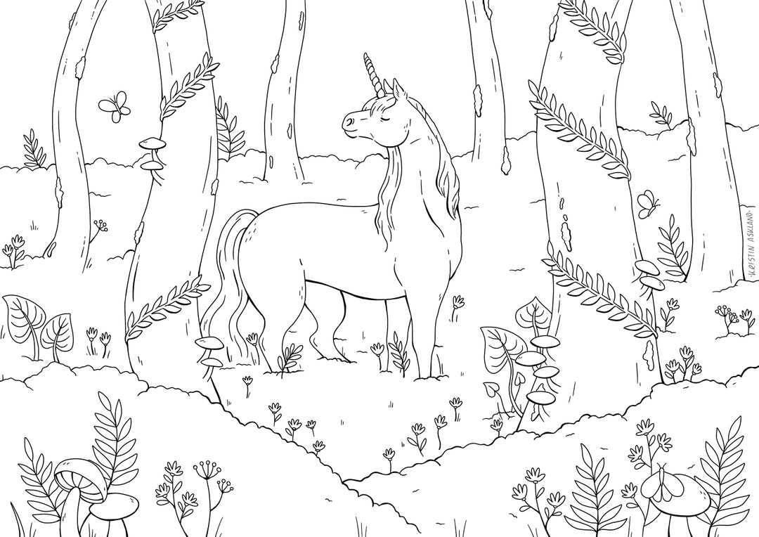 Unicorn In Forest Coloring Page Forcolored This Color vrogue.co