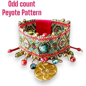 DIY FLAMINGO bracelet pattern woven in odd count peyote