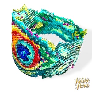 DIY Schémas Bracelet PEACOCK FEATHER pour tissage peyote et brick stitch