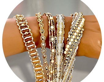 DIY set of 5 Peyote 3 drops  LILY bracelet patterns bangle or with clasp