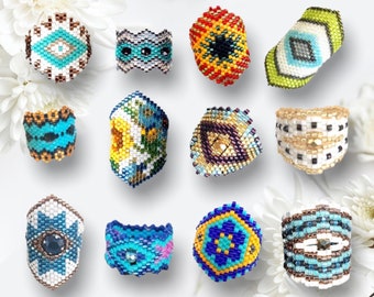 DIY Set 2 of 12 patterns for peyote or brick stitch rings