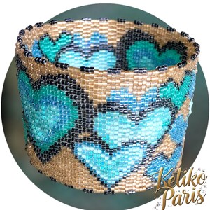Bangle peyote pattern or with clasp : Bracelet MAXI COEURS SABLE