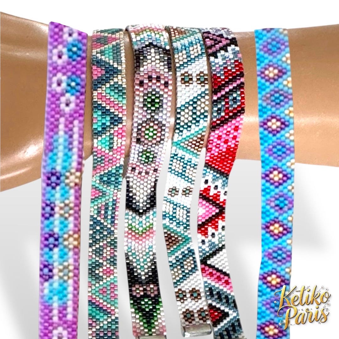 DIY Bundle A6 Even Count Peyote Patterns for 6 Narrow Bracelets (1cm ...