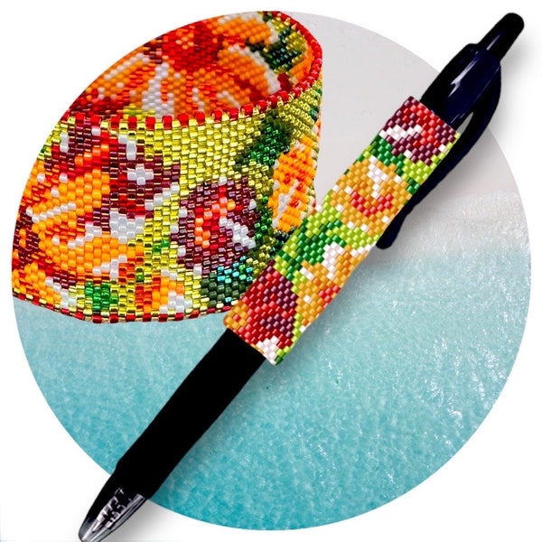 DIY Pen Cover Pattern peyote weaving -