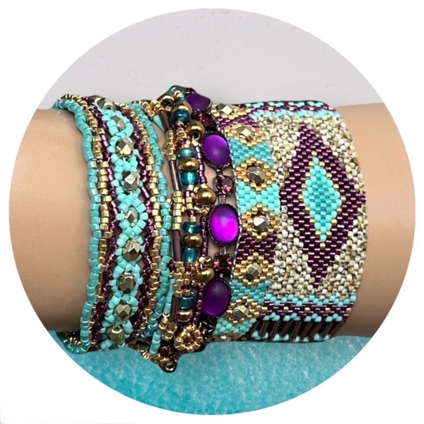 DIY Schéma peyote impair ou pair et tissage fantaisie pour le Bracelet JODHPUR pour fermoirs HIILOS