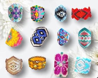 DIY Set 5 of 12 patterns for peyote or brick stitch rings