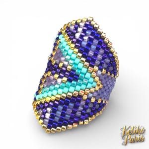 DIY ANTIBES Peyote or brick stitch ring Pattern