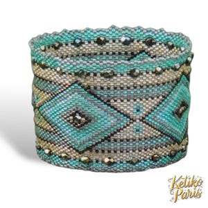 DIY MAXI LOSANGES vert et sable Motifs Peyote pour bracelets bangles (ouverts ou fermés)