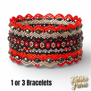 DIY - Patterns for 3 TRIO BOHEME woven bracelets in circular peyote (Bangle) or with clasp